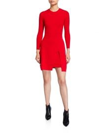 A L C  Hadley Long-Sleeve Dress w  Slit Skirt Overlay at Neiman Marcus